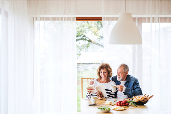 Older couple at breakfast